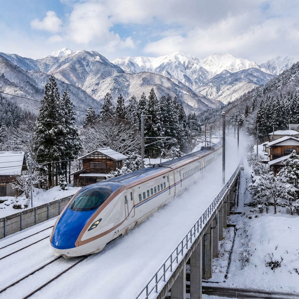 Hokuriku Shinkansen in winter