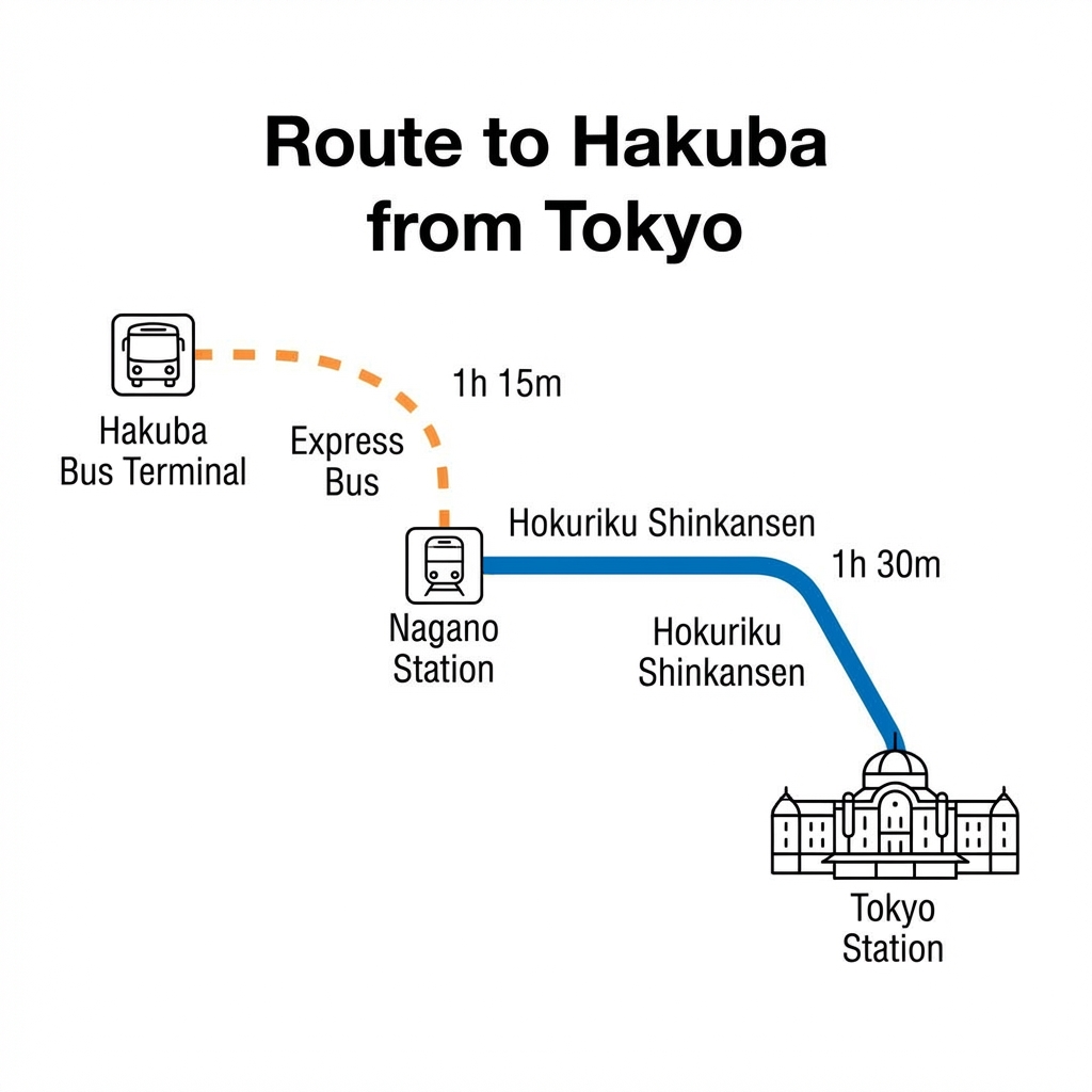 Diagram of Tokyo to Hakuba Routes